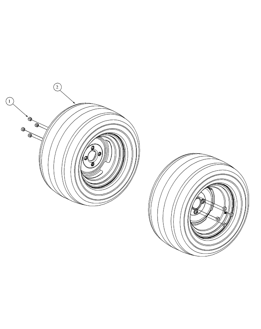 Wheel Assembly Diagram and Parts List for M54-HN 53BB5ETW750-24-HP Cub Cadet Lawn Tractor